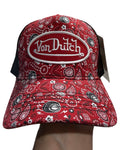 Von Dutch Red Paisley Print Sample Trucker Hat