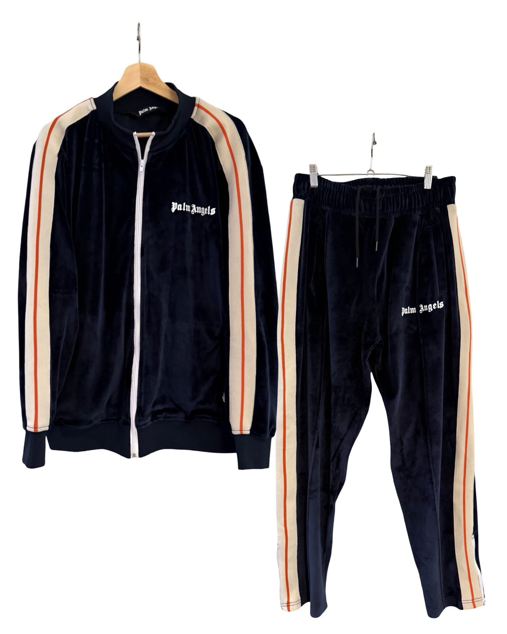 Palm Angels Blue Velvet Tracksuit Top & Bottom Set