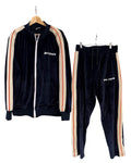 Palm Angels Blue Velvet Tracksuit Top & Bottom Set