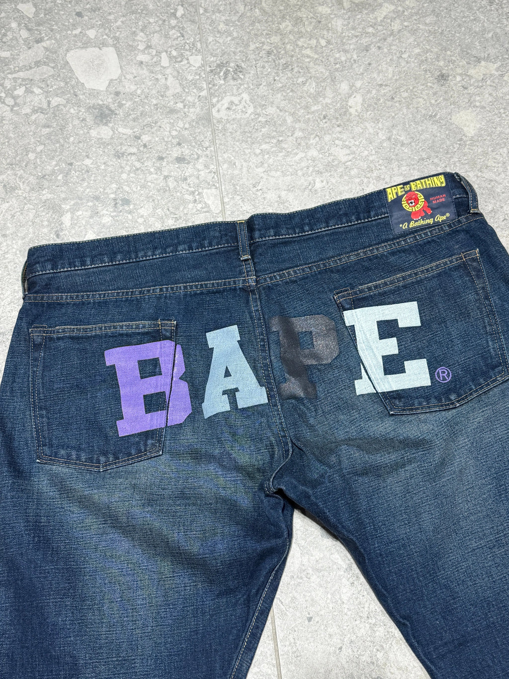 Rare y2k BAPE Human Made Baggy Spellout Jeans size 40 KIF Vintage
