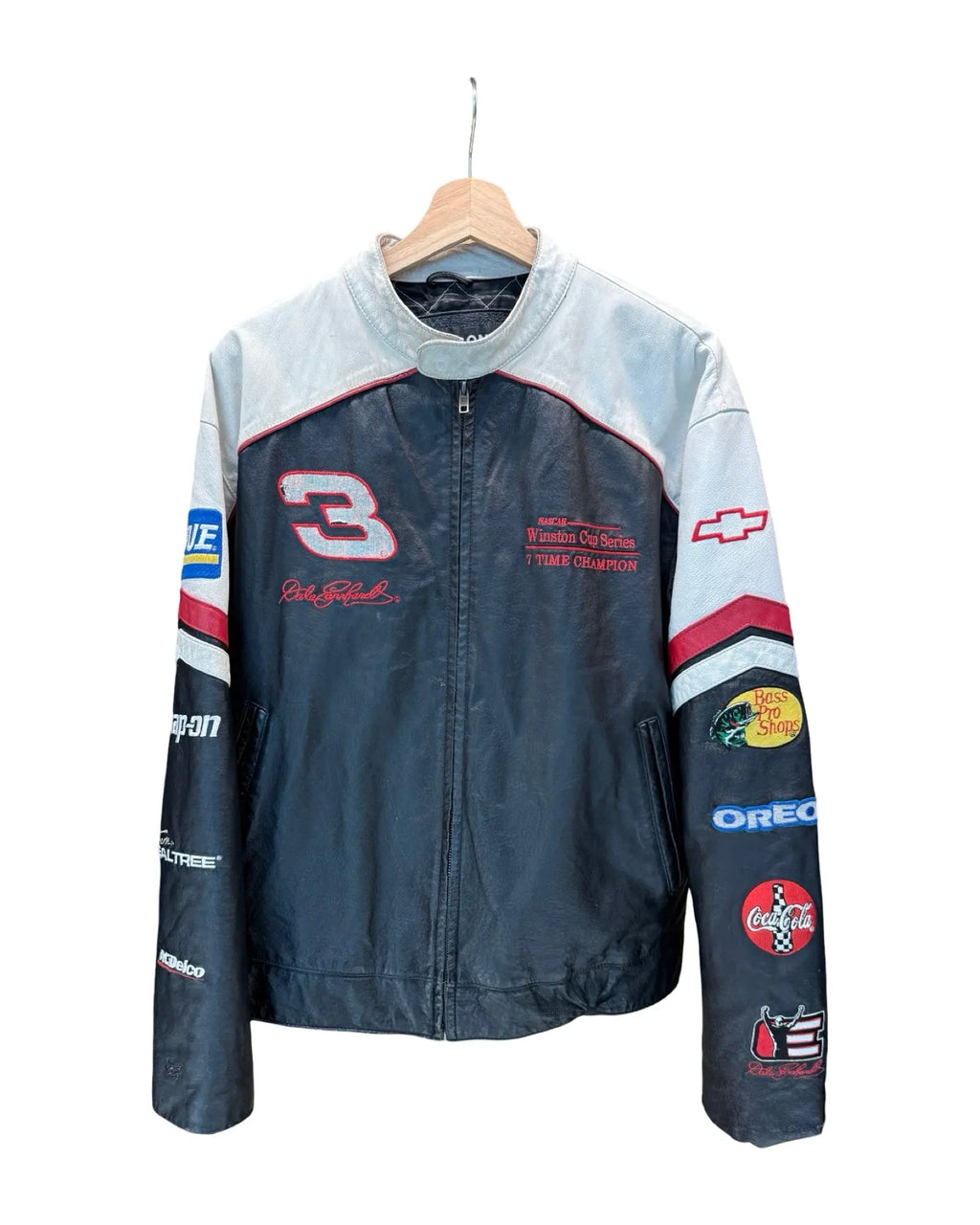Vintage 90s Nascar Dale Earnhardt Leather Moto Jacket KIF Vintage