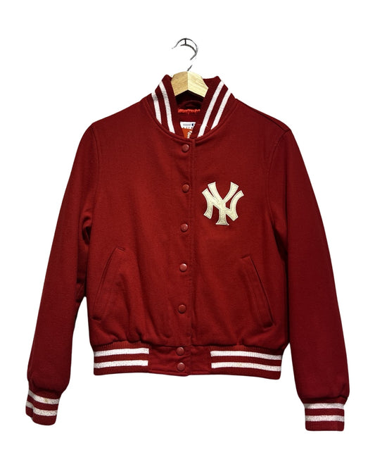 Vintage 90s New York Yankees Red Wool Varsity Jacket