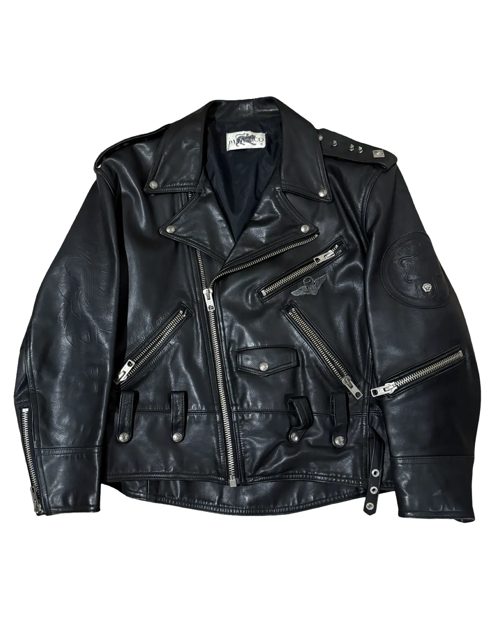 Vintage 90s Parasuco Studded Perfecto Leather Motorcycle Jacket KIF Vintage
