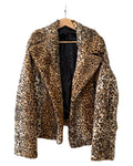 Womens Vintage Leopard Print Faux Fur Coat