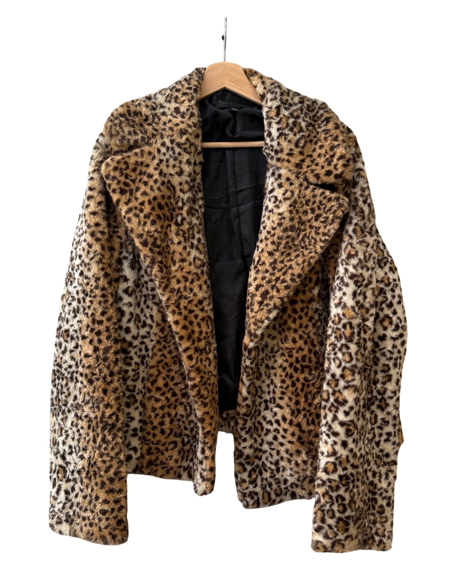 Womens Vintage Leopard Print Faux Fur Coat