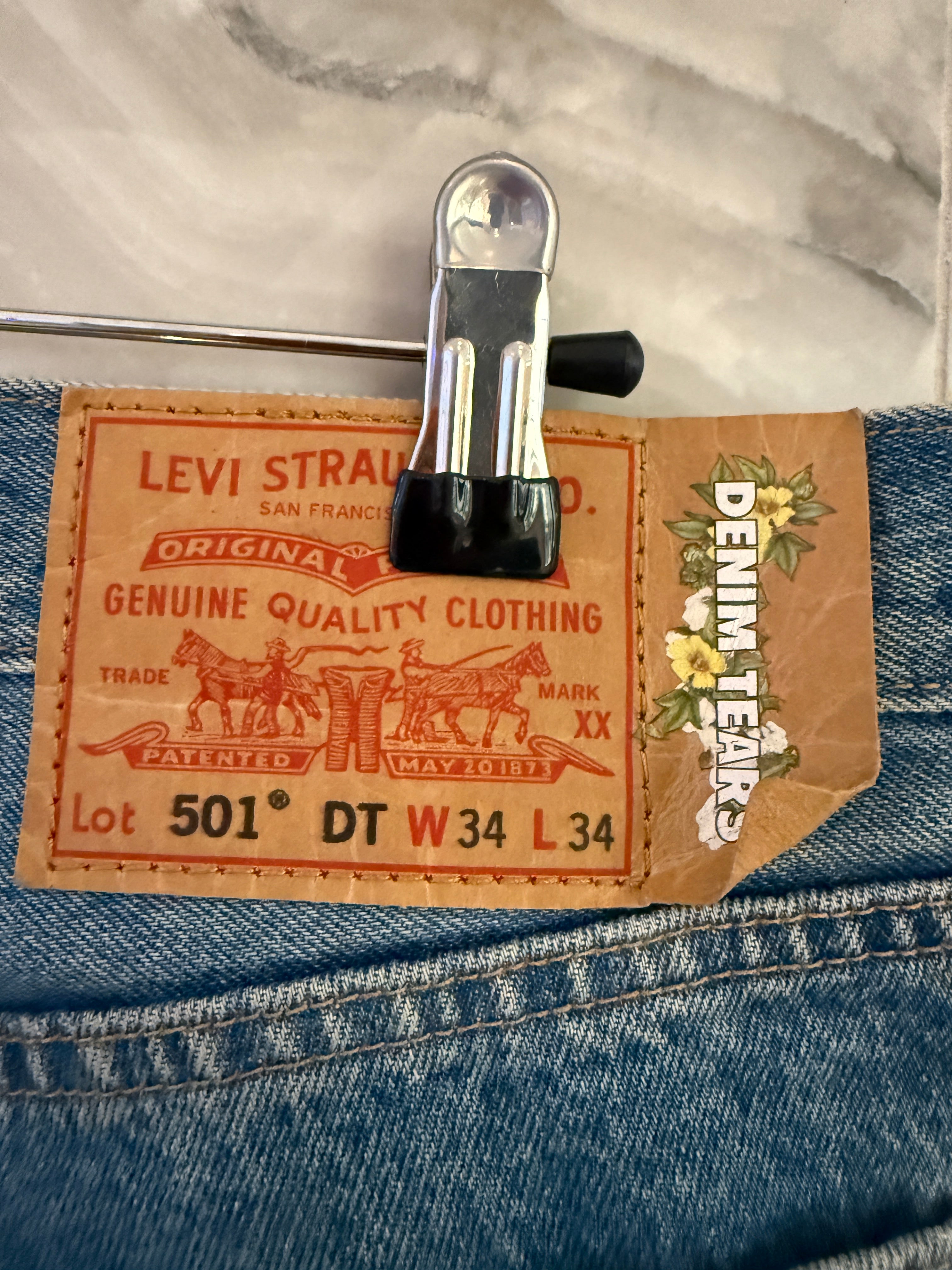 34 x 34 Stussy x Denim Tears 501 Indigo Jeans KIF Vintage
