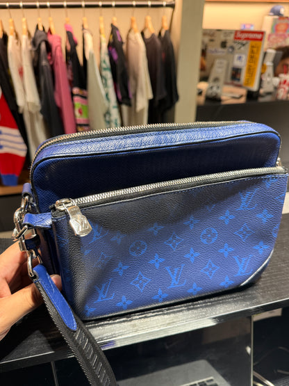 Louis Vuitton Trio Monogram Taigarama Cobalt Blue Messenger Bag