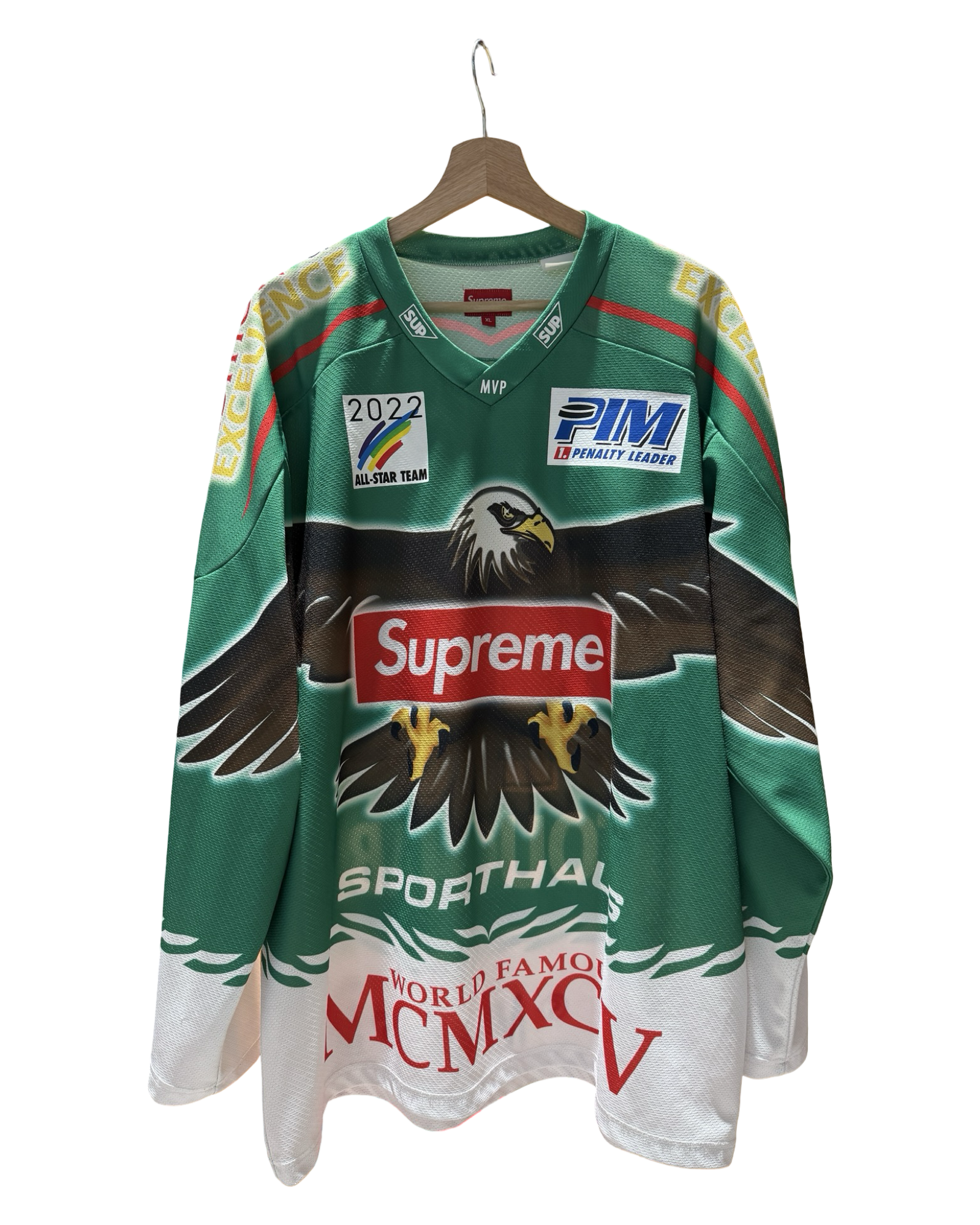 2022 Supreme Eagle Hockey Green Jersey KIF Vintage