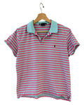 Womens Vintage Ralph Lauren Sport Pink Blue Striped Polo