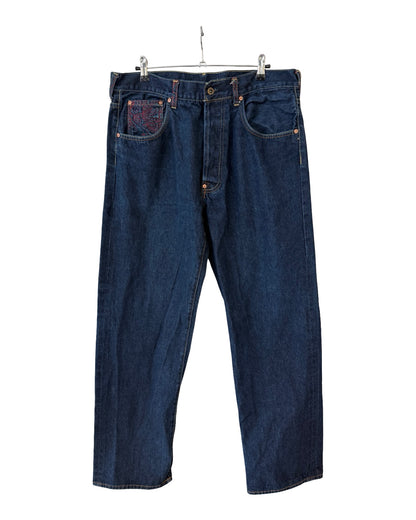 Vintage 36x32 y2k Red Monkey Embroidered Baggy Jeans