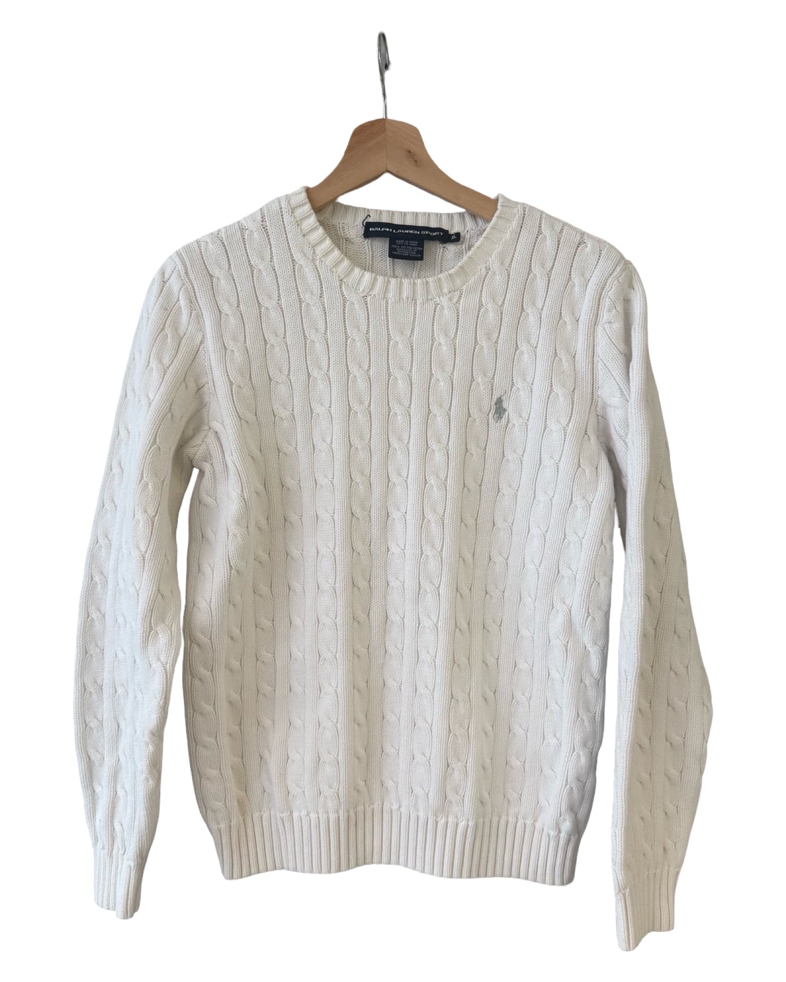 Women’s Vintage Y2K Polo Ralph Lauren White Knit Sweater