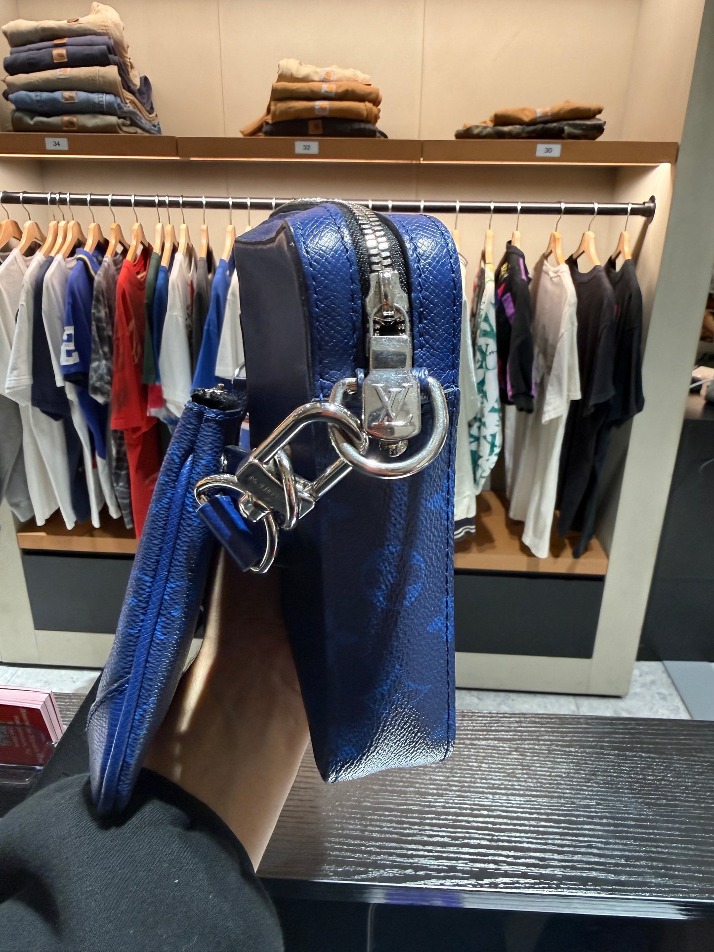 Louis Vuitton Trio Monogram Taigarama Cobalt Blue Messenger Bag