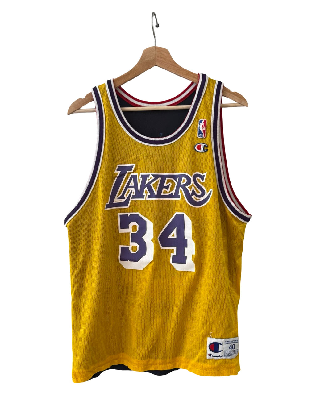 Vintage 90s Lakers vs Rockets Shaquille O’ Neal & Hakeem Olajuwon 34 Reversible Champion Jersey