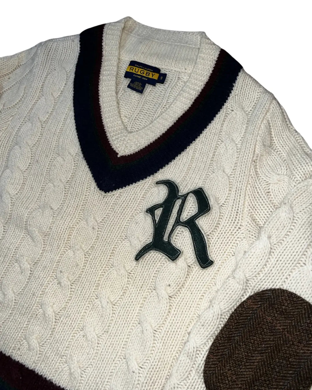 Vintage Ralph Lauren Rugby R Cable Knit Sweater KIF Vintage
