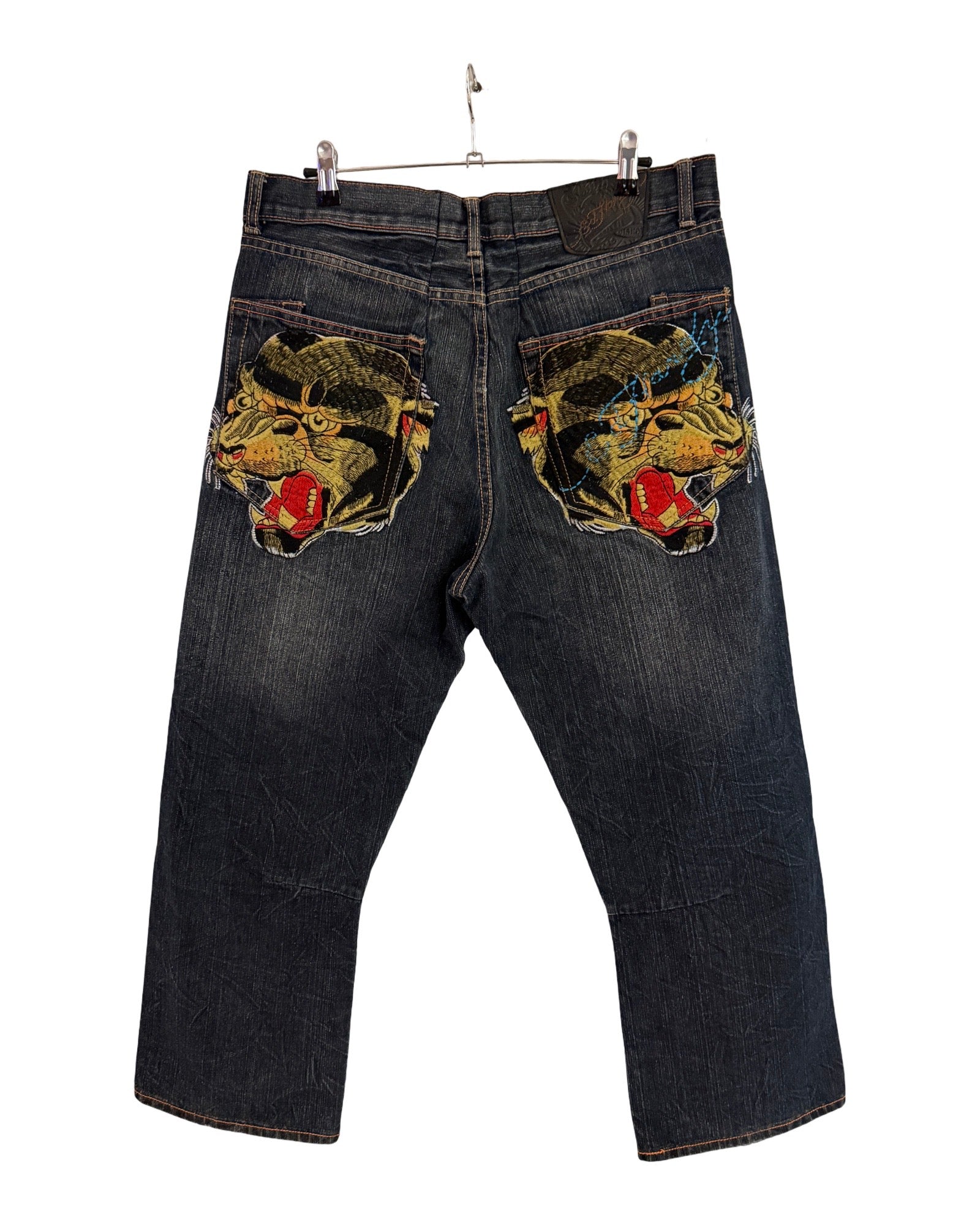 34 x 26 Y2K Ed Hardy Tiger Embroidered Jeans KIF Vintage