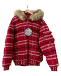 Chaqueta acolchada hip hop de franela roja vintage Y2K