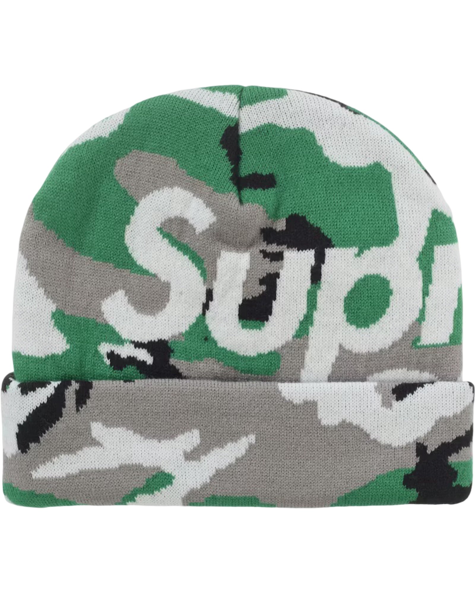 FW25 Supreme グリーン スノーカモ ビーニー