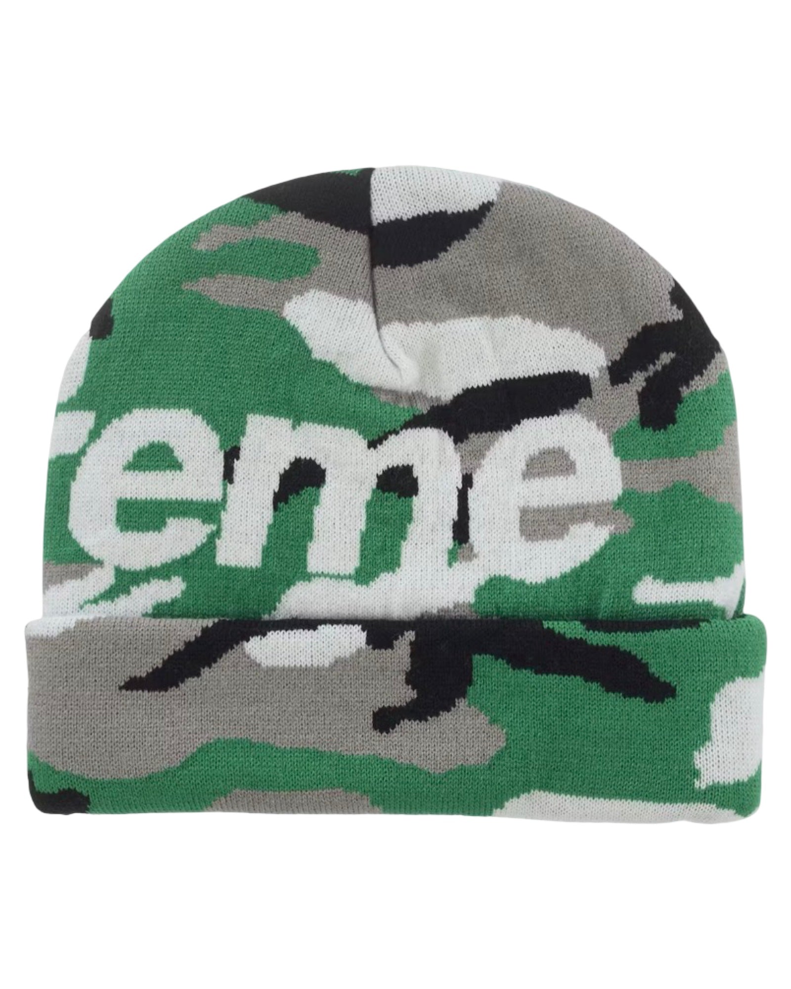 FW25 Supreme グリーン スノーカモ ビーニー