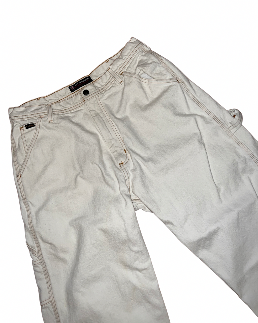 Vintage (31 x 34) 90s Polo White Wide Leg Carpenter Jeans KIF Vintage
