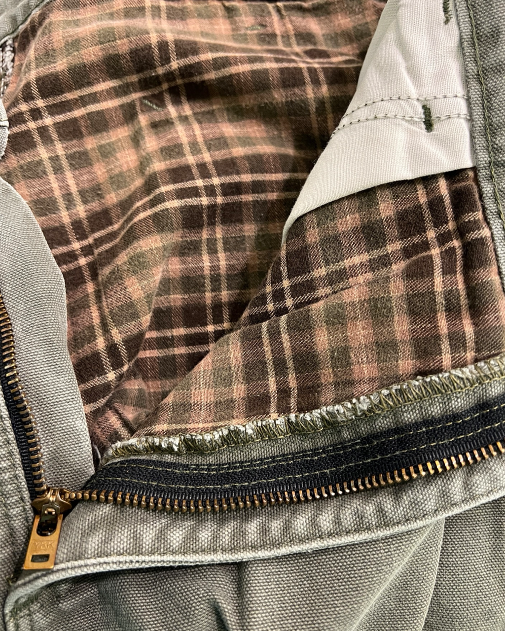 38 x 30 Vintage Carhartt Olive Flannel Lined Pants KIF Vintage
