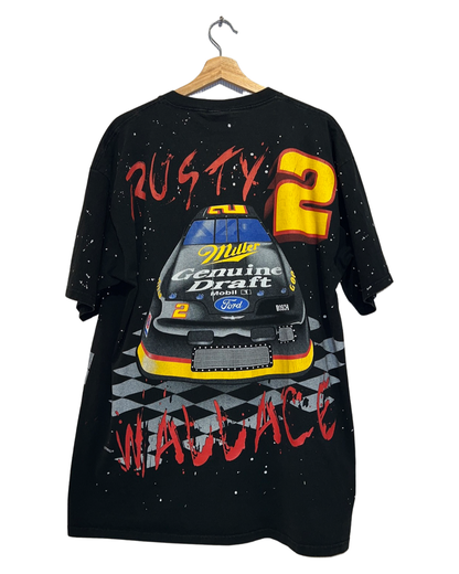 Vintage 90s Nascar Rusty Wallce Midnight Rider All Over Print Tee