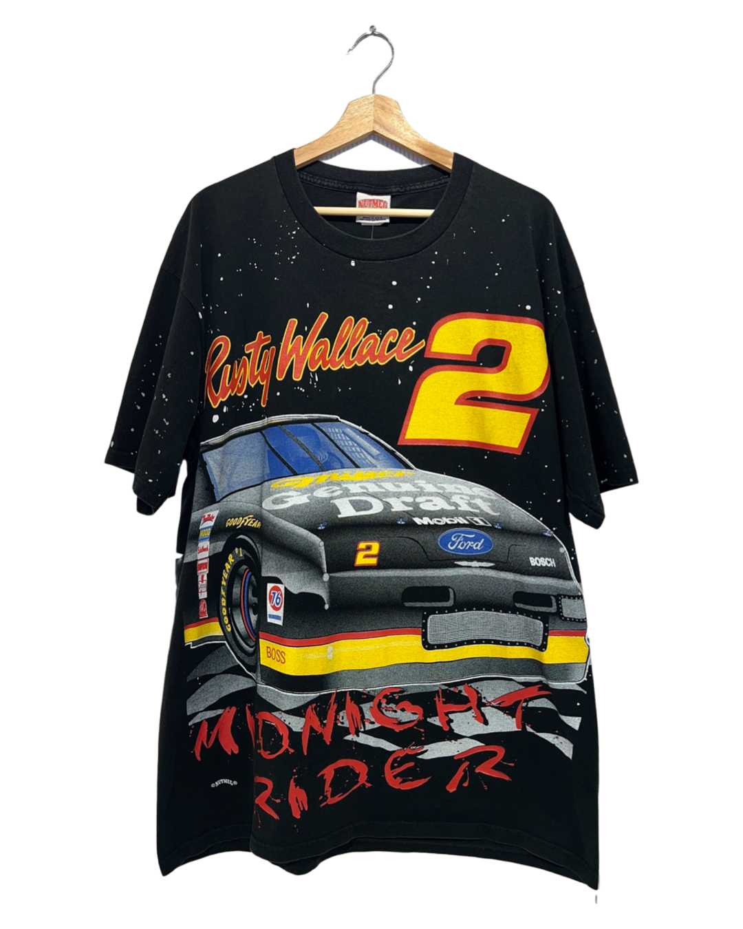 Vintage 90s Nascar Rusty Wallce Midnight Rider All Over Print Tee
