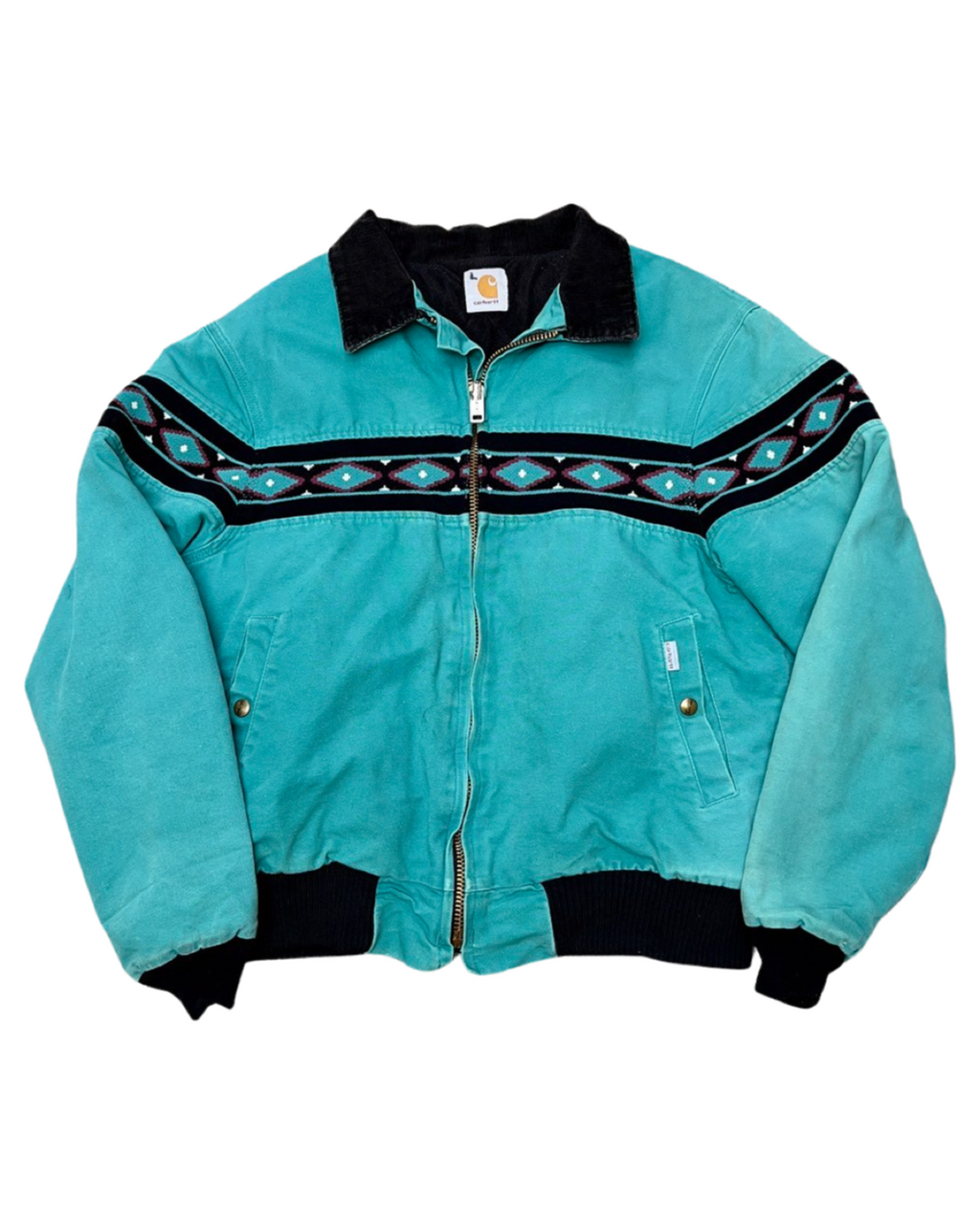 Vintage Rare 90s Carhartt Teal Aztec Jacket KIF Vintage