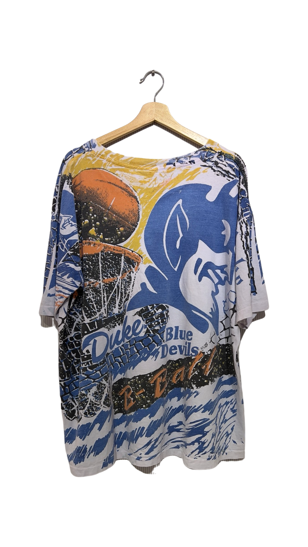 Vintage 90s Duke University Blue Devils All Over Print Tee KIF Vintage