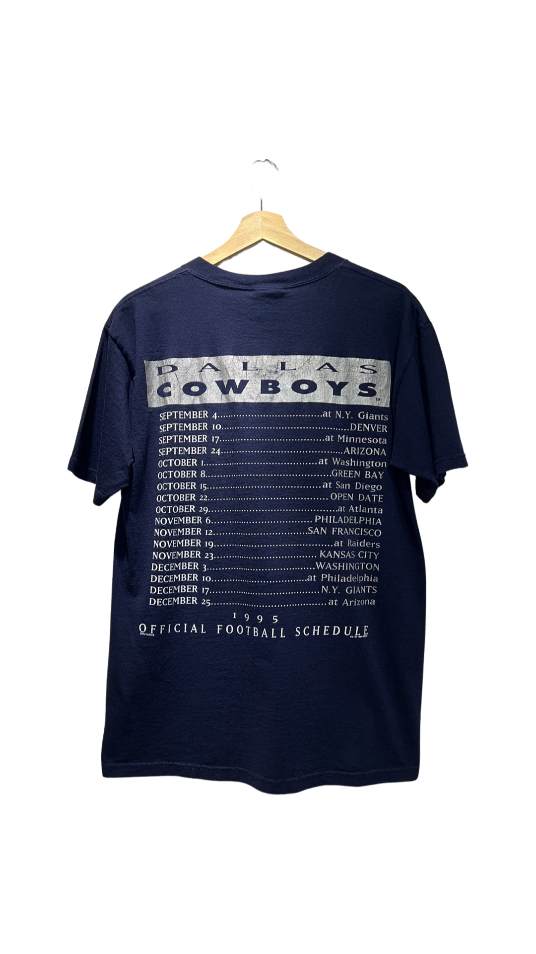 Vintage 1995 Dallas Cowboys Schedule Tee