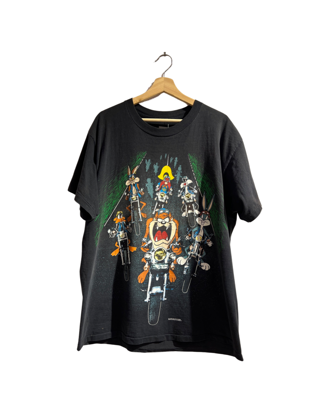 Vintage 1993 Looney Tunes Double Sided Motorcycle Tee