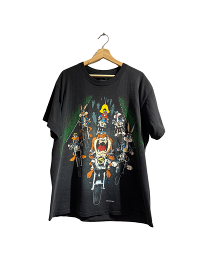 Vintage 1993 Looney Tunes Double Sided Motorcycle Tee