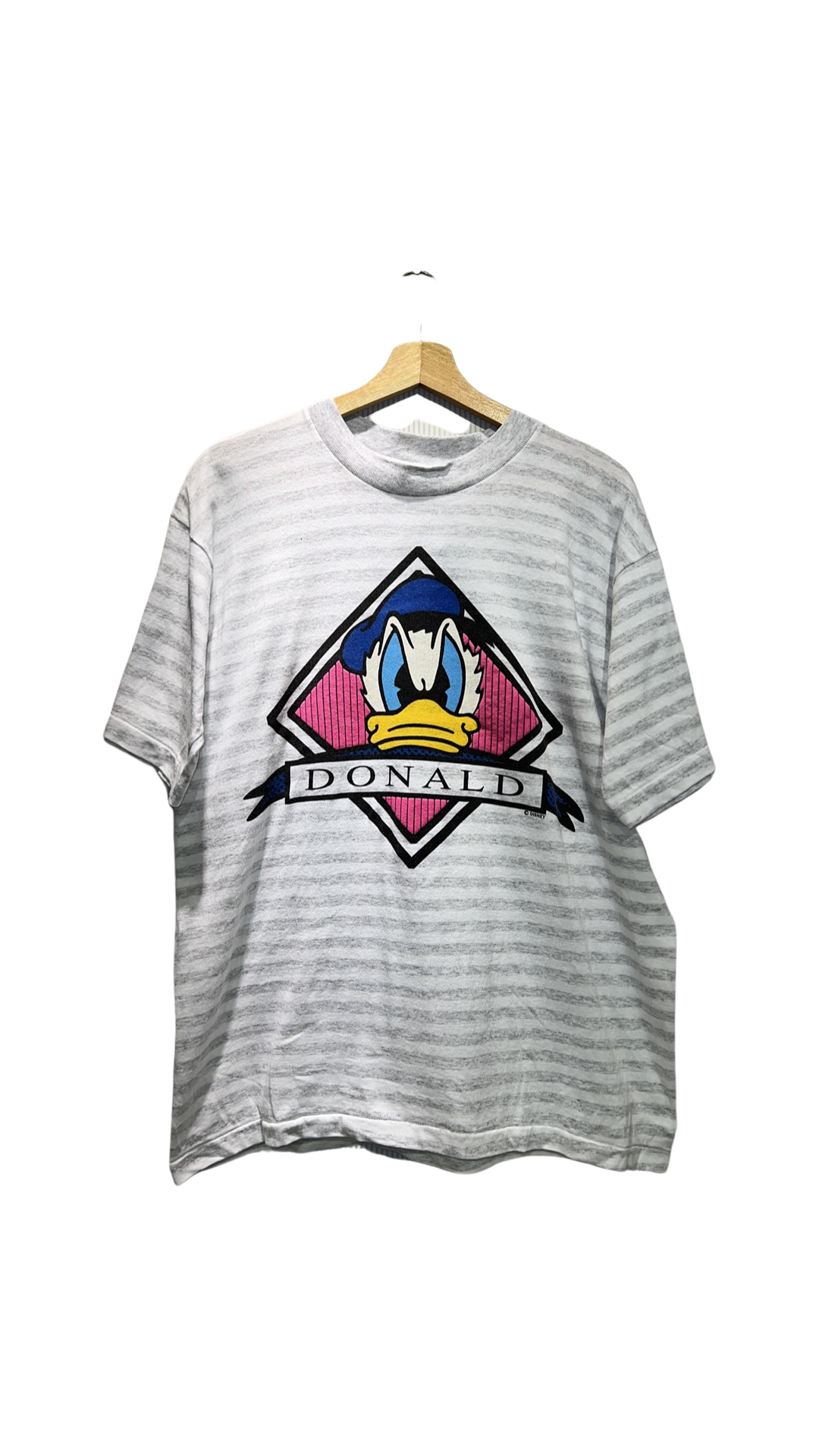 Vintage 90s Disney Donald Duck Puff Print Striped Tee