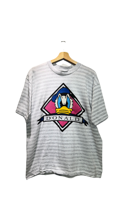 Vintage 90s Disney Donald Duck Puff Print Striped Tee