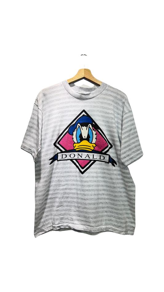 Vintage 90s Disney Donald Duck Puff Print Striped Tee