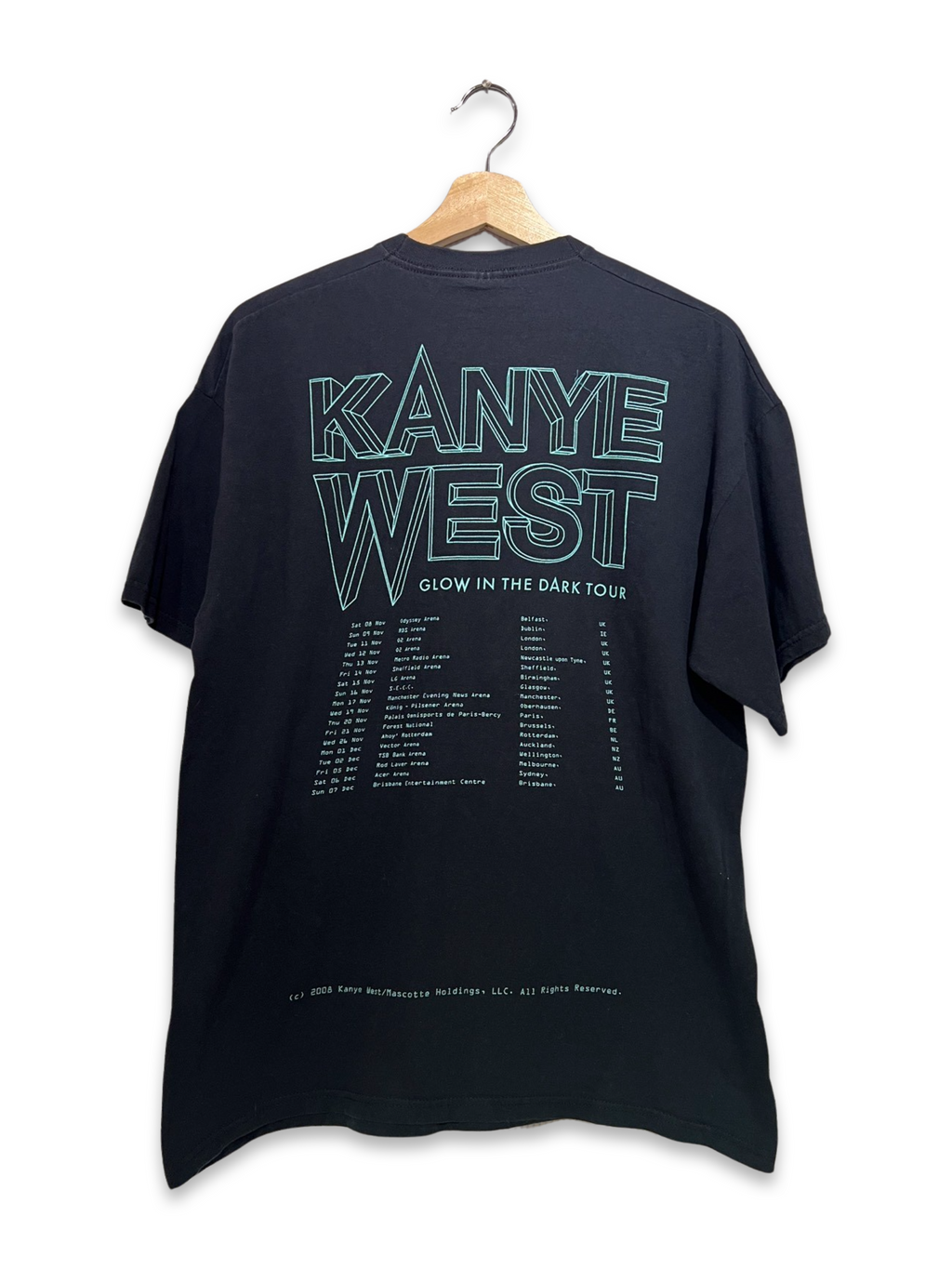 Vintage 2008 EURO Kanye West Glow In The Dark Tour Tee KIF Vintage