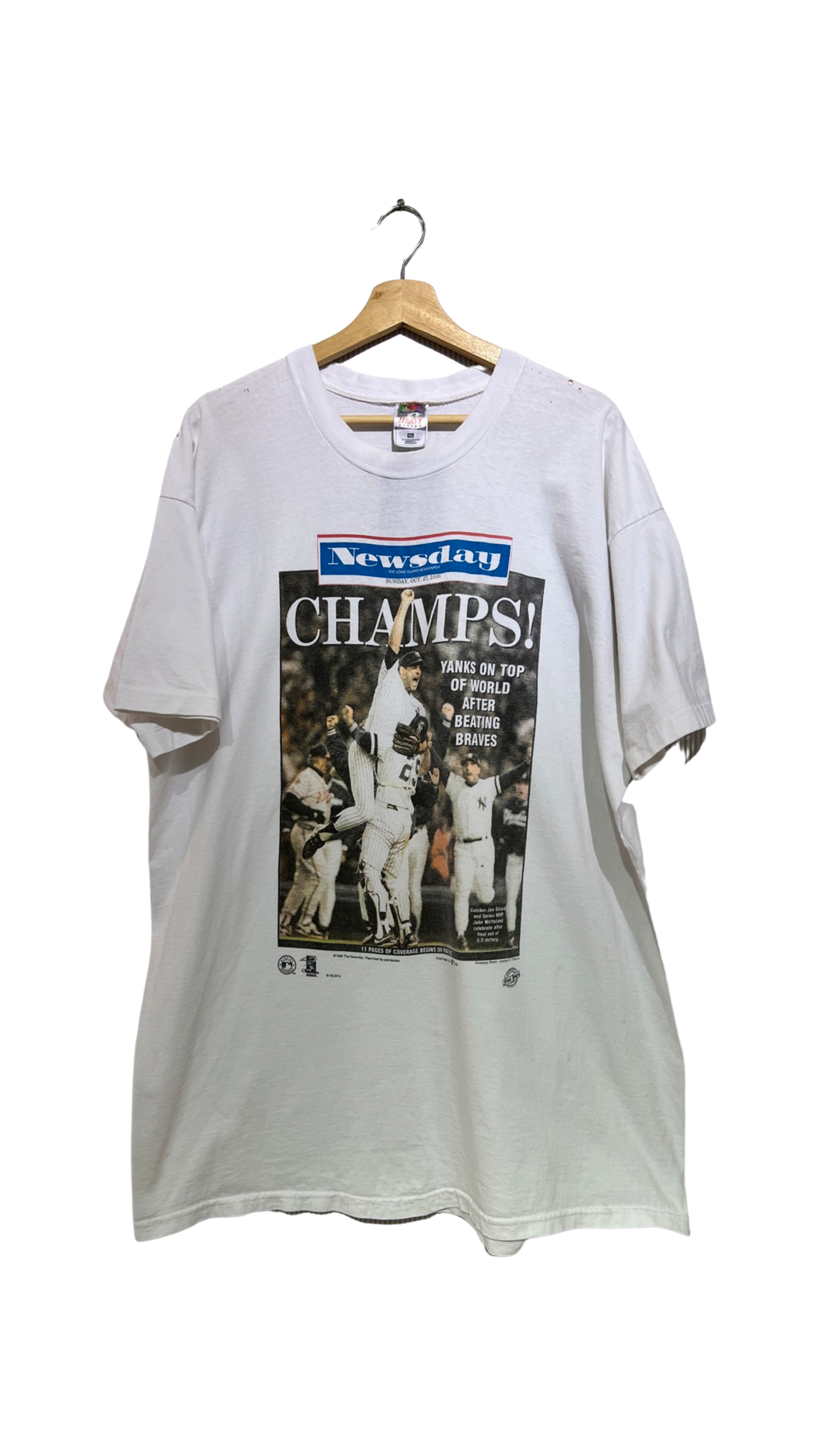 Vintage Rare 1996 New York Yankees Champions Newspaper Tee KIF Vintage