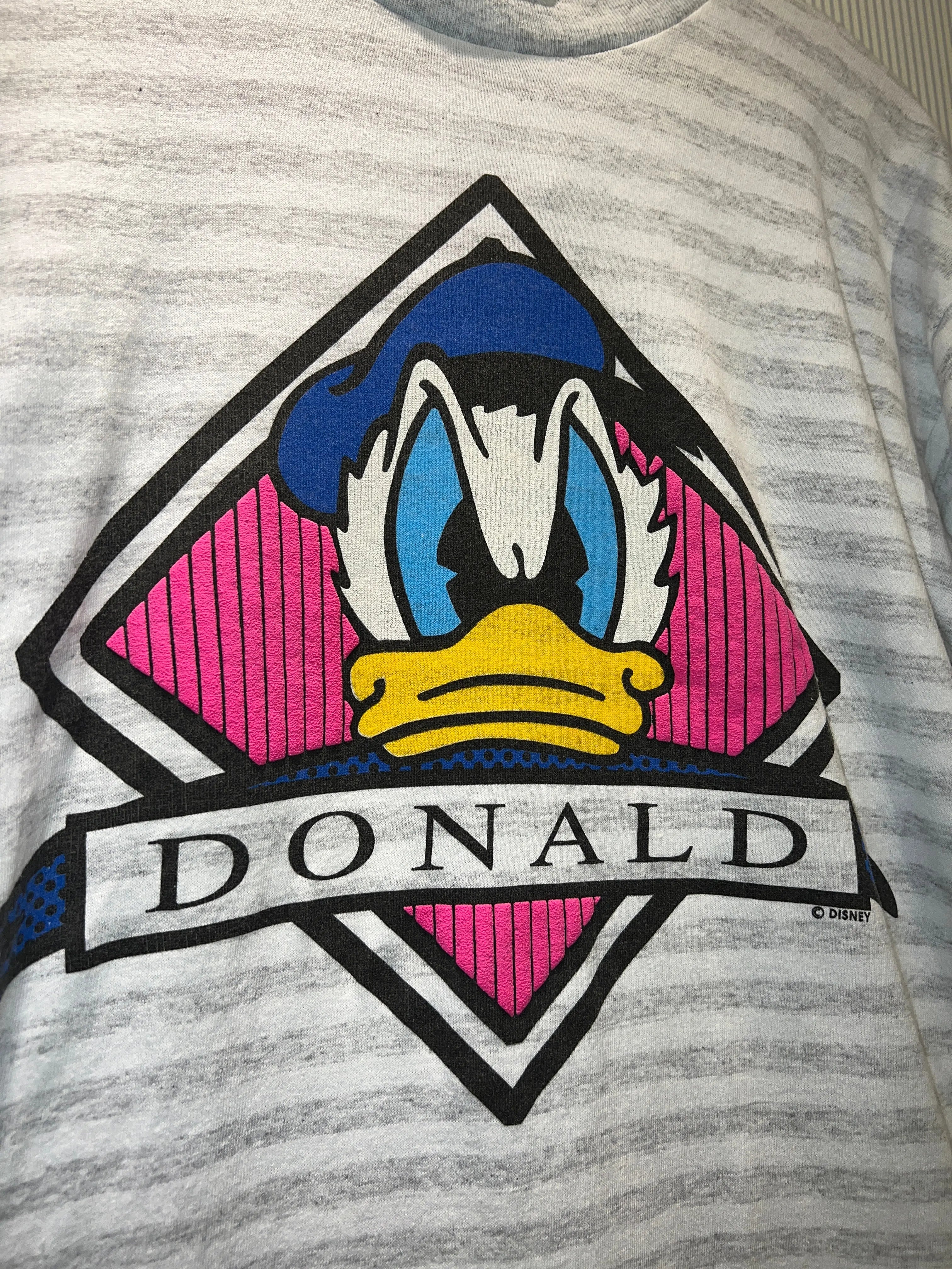 Vintage 90s Disney Donald Duck Puff Print Striped Tee KIF Vintage