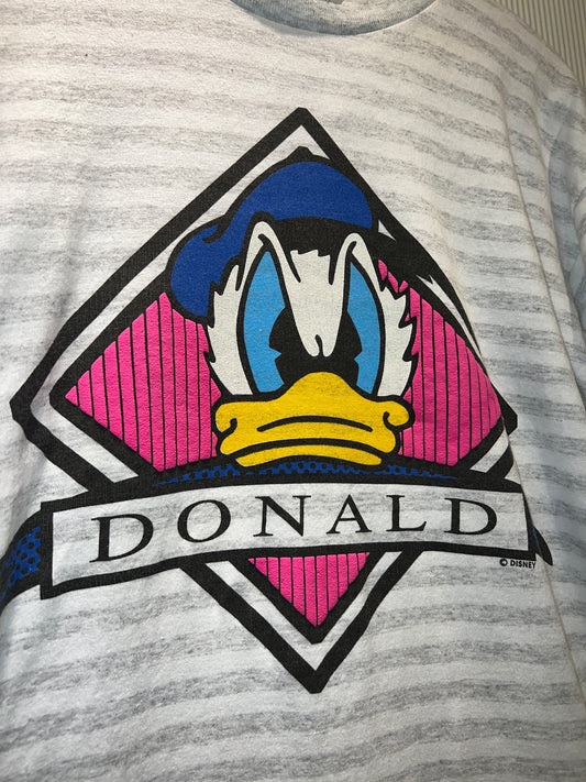 Vintage 90s Disney Donald Duck Puff Print Striped Tee