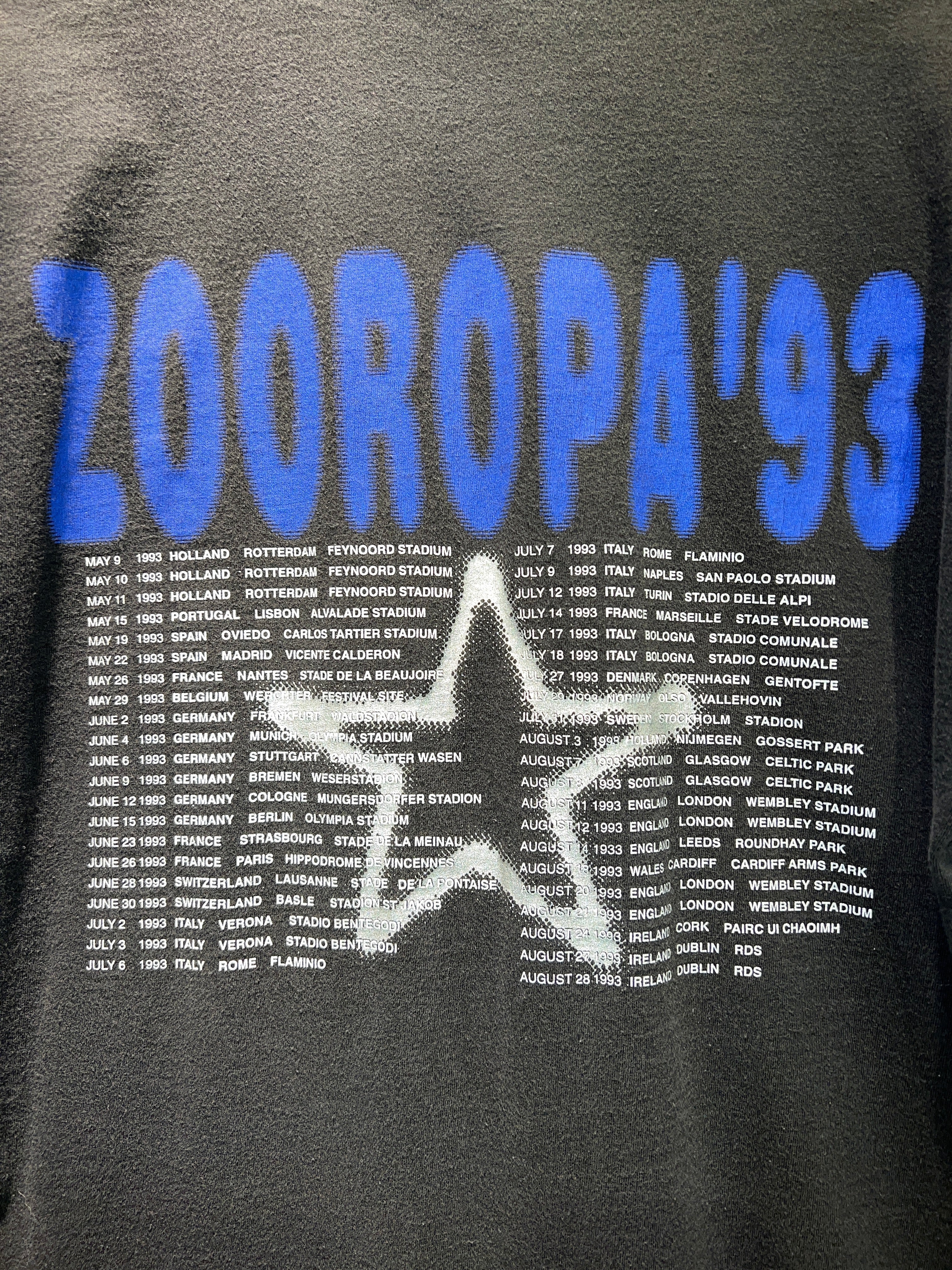 Vintage 1993 U2 Zooropa European Tour Tee KIF Vintage